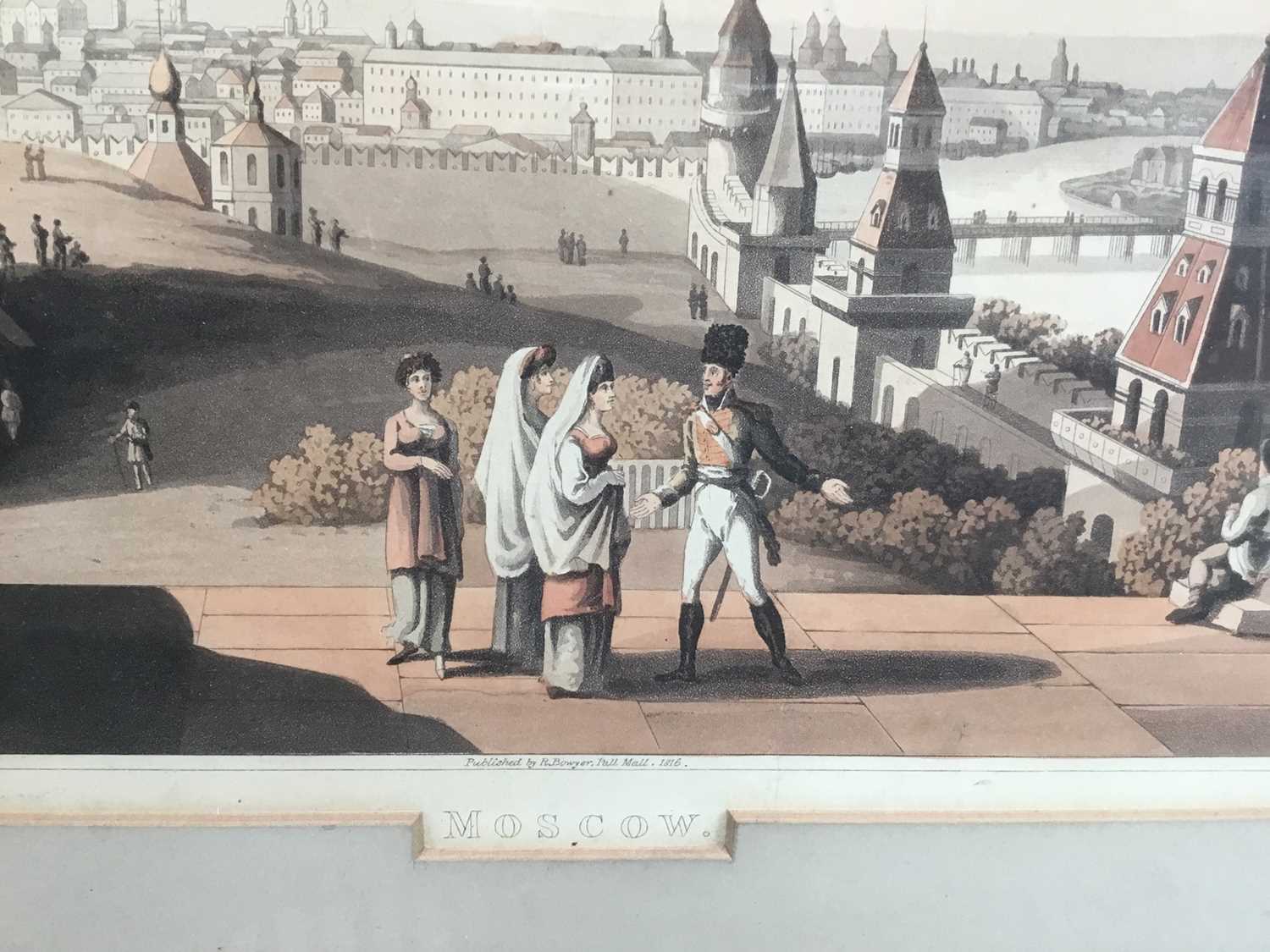 Early 19th century hand coloured aquatint - Moscow, published by R. Bowyer, Pall Mall, 1816, 30cm x - Image 4 of 10