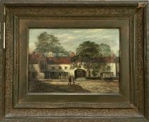 Late 19th century oil on canvas - street scene, possibly Bishops Stortford, signed and dated Magginn