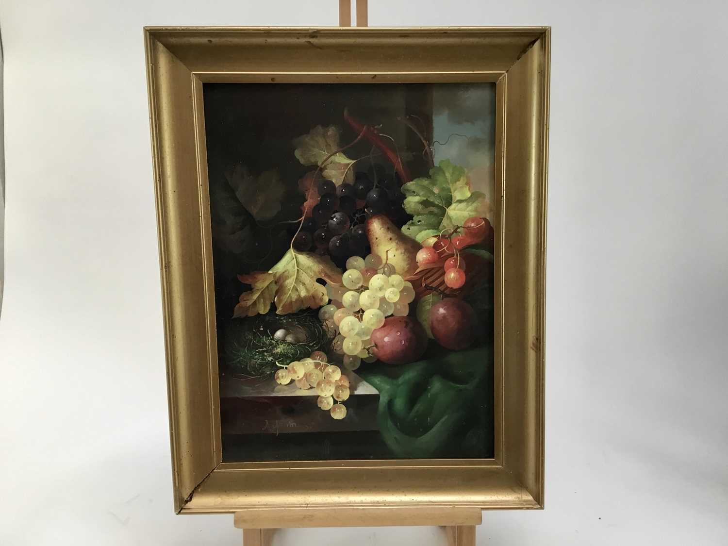 After Edward Ladell oil on board - still life with fruit, signed A. Jemin?, 29cm x 39cm - Image 2 of 8