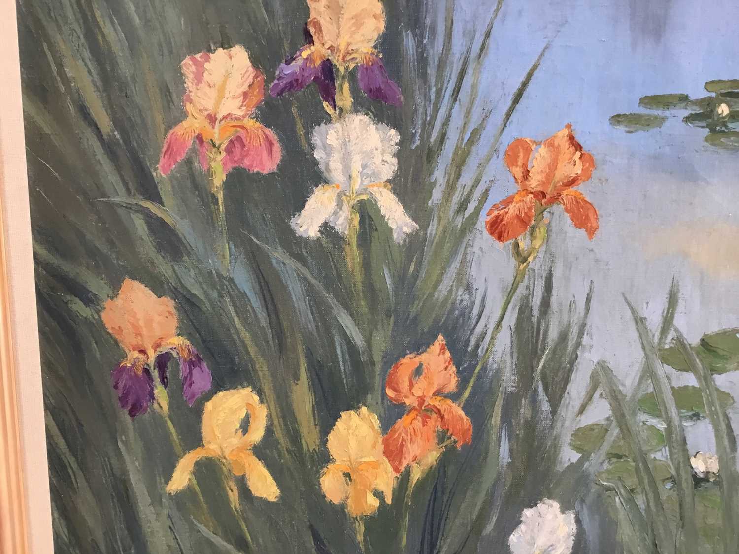 A. V. Coverley-Price (1901-1948) oil on canvas - 'Irises', signed and dated 1948, 55cm x 65cm, frame - Image 5 of 10