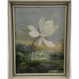 English School 20th century oil on canvas - waterlily in landscape, signed indistinctly lower right,