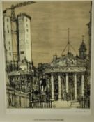 Richard Beer (1928 - 2017) Limited Edition (103/250) print of the New Stock Exchange - signed