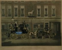 After James Pollard - aquatint - The Cambridge Telegraph, outside the White Horse, Ipswich