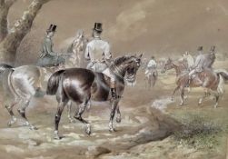 Thomas Hiller Mew (late 19th century) watercolour of a hunt, signed.