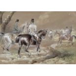 Thomas Hiller Mew (late 19th century) watercolour of a hunt, signed.