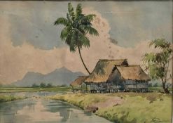 Mid-20th century Malaysian watercolour - Rahman