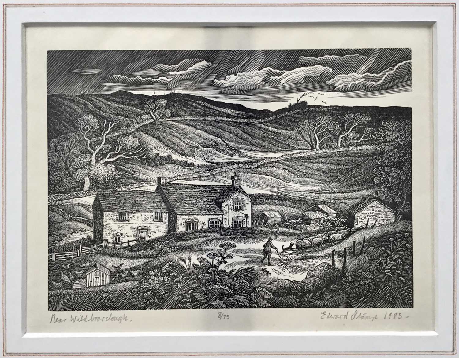 Edward Stamp (b.1939) signed limited edition woodcut - Near Wildboarclough, 8/75, dated 1985, mounte