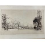 Fred A Farrell (1882-1935) etching - ‘The Boulevard at Cannes’, 38cm x 22cm, laid on board, unframed