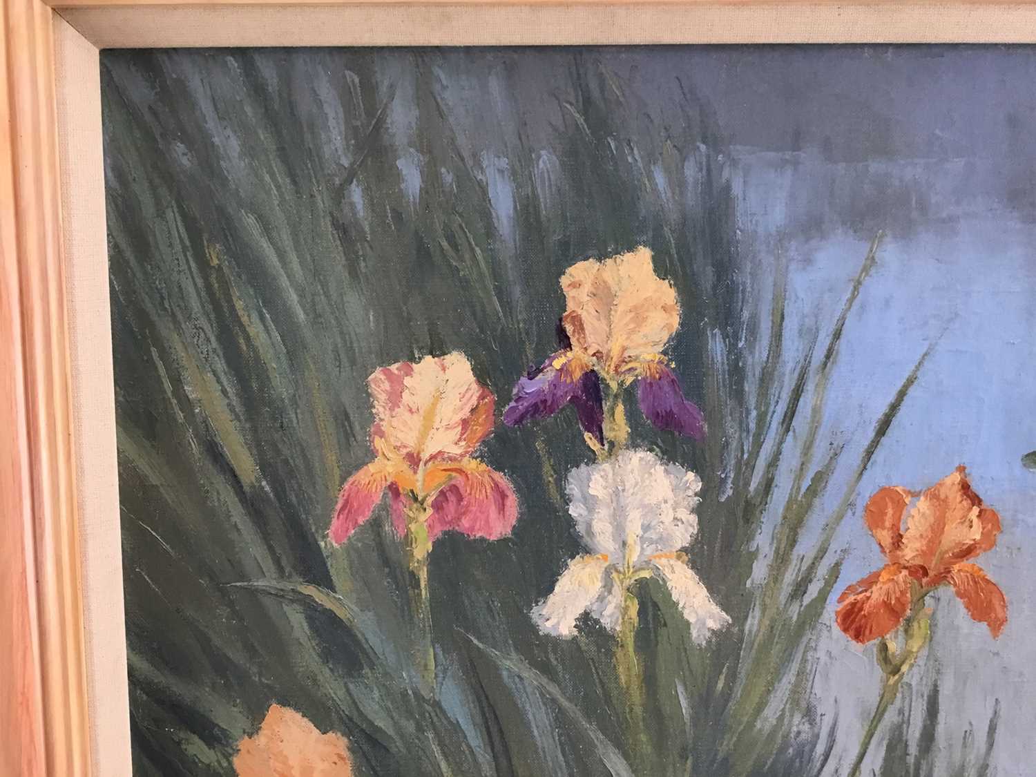 A. V. Coverley-Price (1901-1948) oil on canvas - 'Irises', signed and dated 1948, 55cm x 65cm, frame - Image 6 of 10