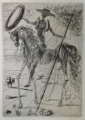 Salvador Dali (1904-198), black and white etching - Don Quixote, plate size 17.5cm x 12cm, sheet siz