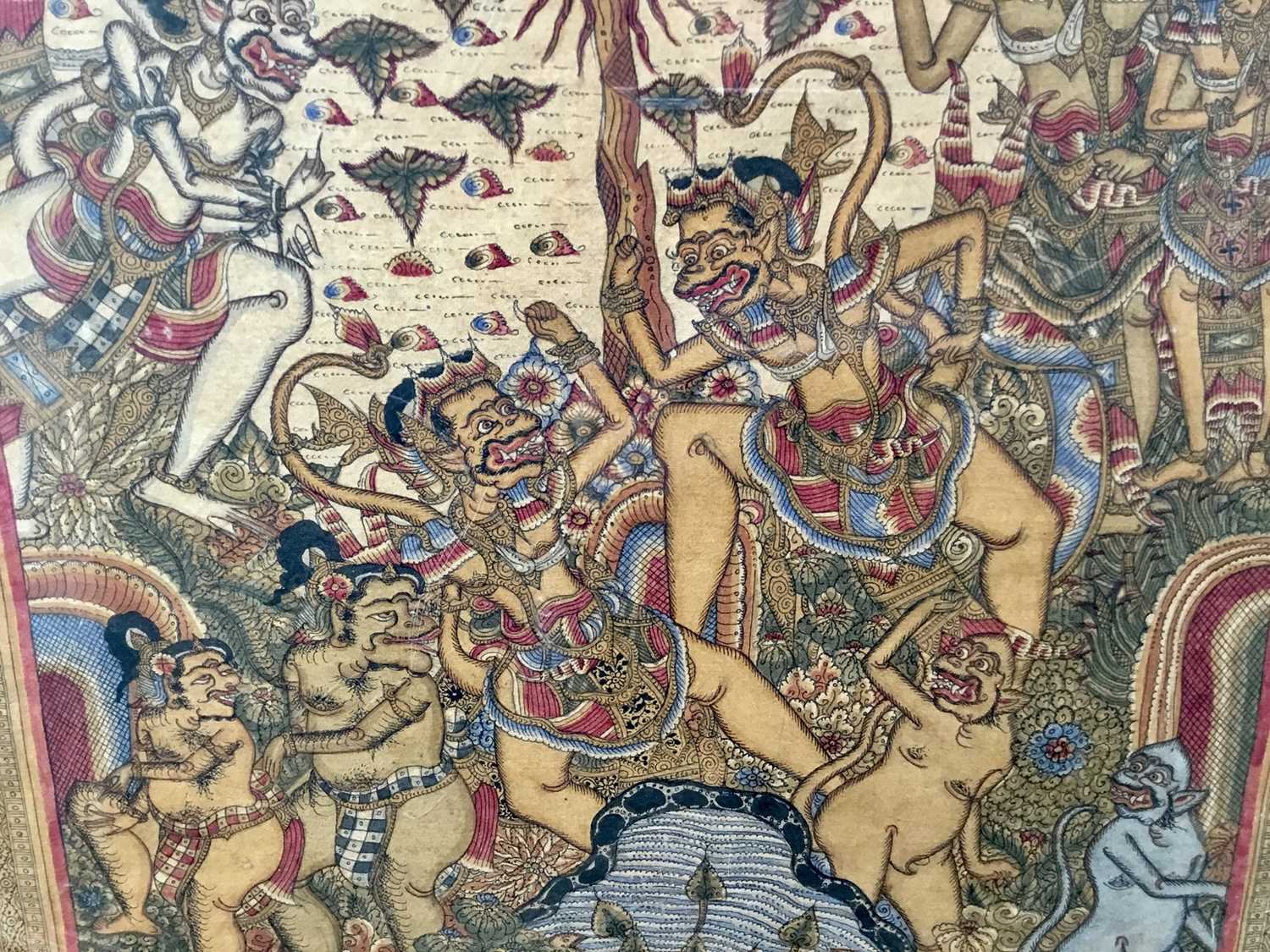 Balinese painting on cloth - 47cm x 63cm in temporary frame