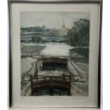 Michael Chaplin (b. 1943) etching and aquatint - Thames, signed and dated ‘79, number 90/150