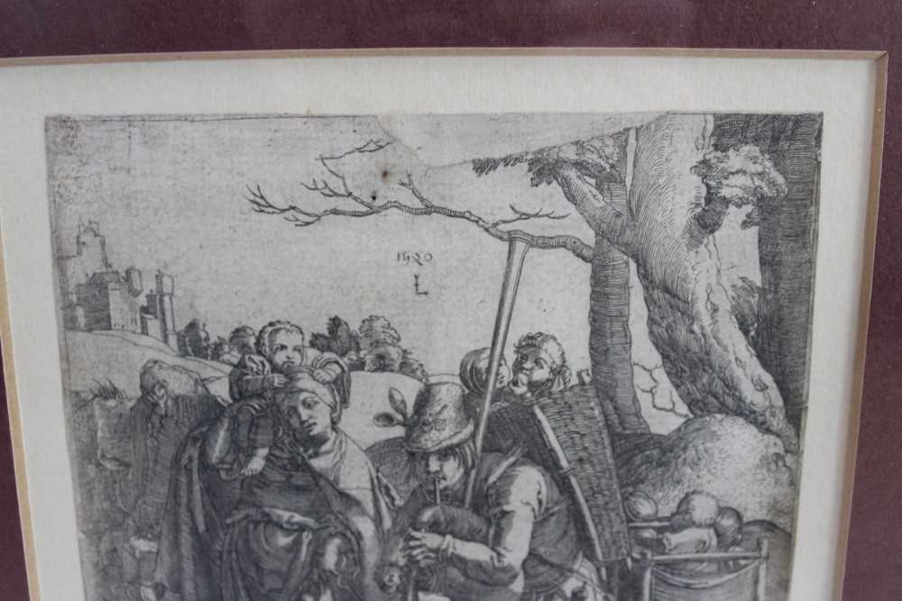 Lucas van Leyden 1484-1533 The Beggars (Eulenspiegel) 1520 or later etching engraving on laid paper - Image 4 of 7