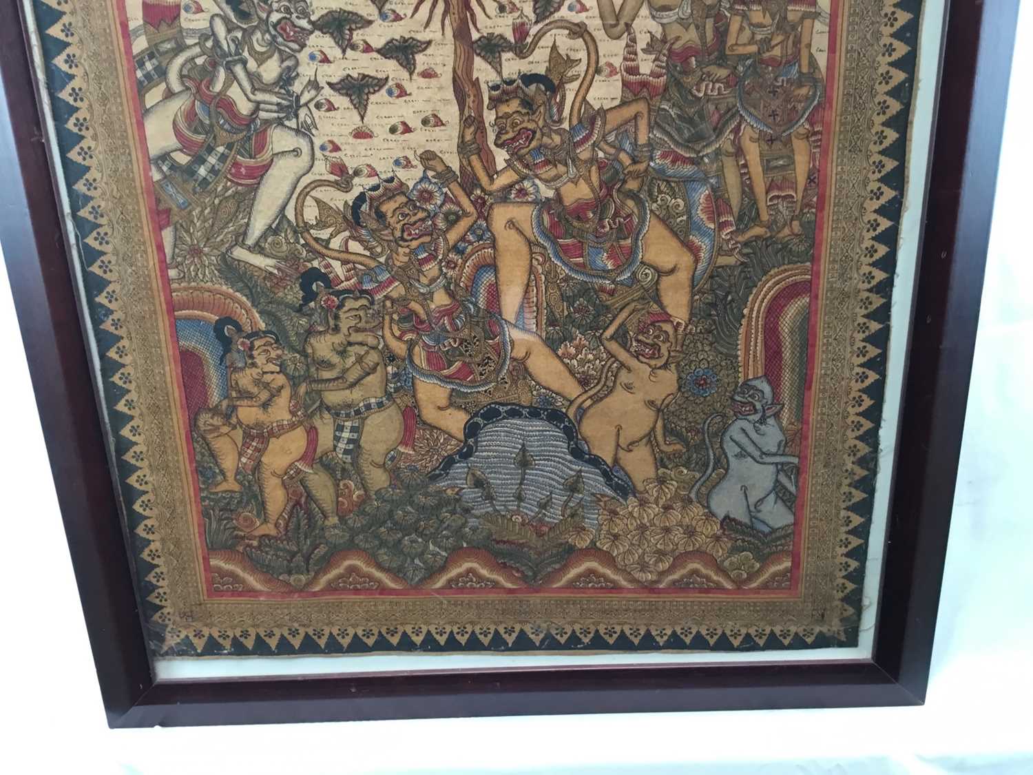 Balinese painting on cloth - 47cm x 63cm in temporary frame - Image 5 of 5