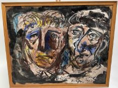 After Karel Appel, double portrait of Stephane Lupasco (French philosopher) and Michel Tapie (French