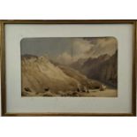 Pair of 19th century continental watercolours depicting Alpine landscapes.