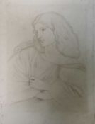 Dante Gabriel Rossetti, antique print, half length portrait of a lady, plate size 25cm x 18.5cm, ove