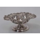 Late Victorian silver pedestal bon bon dish with pierced and embossed decoration, (Sheffield 1899),