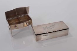 Edwardian silver triple stamp box, Chester 1901, 8 cm and novelty silver stamp box table, Birmingham
