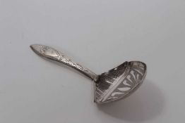 George III silver bright cut caddy spoon , Birmingham 1817, Joseph Willmore 9.4 cm