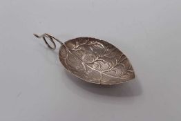 George III silver leaf-shaped caddy spoon with loop handle , Birmingham 1798, maker I.T. 8cm
