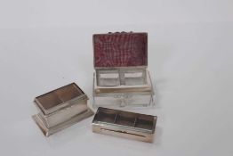 Three Edwardian silver and glass mounted stamp boxes (3)