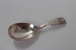 Victorian silver caddy spoon with shell and shell handle, London1846, maker EB, 9.5 cm