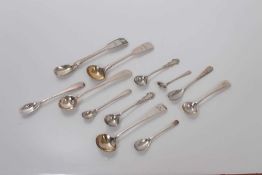 Collection of eleven Georgian and later silver condiment spoons, various dates and makers, (all at 3
