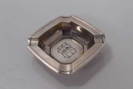 American silver ashtray of square form by Tiffany & Co with import marks for London 1929, 6.4cm in d