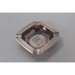 American silver ashtray of square form by Tiffany & Co with import marks for London 1929, 6.4cm in d