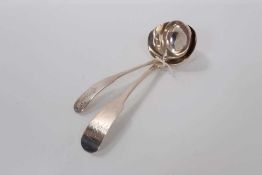 George III Scottish silver sauce ladle with engraved armorial, (Edinburgh 1816), maker G F, together