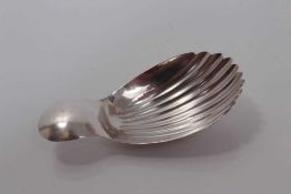 Georgian silver caddy spoon with shell bowl - Birmingham rubbed marks