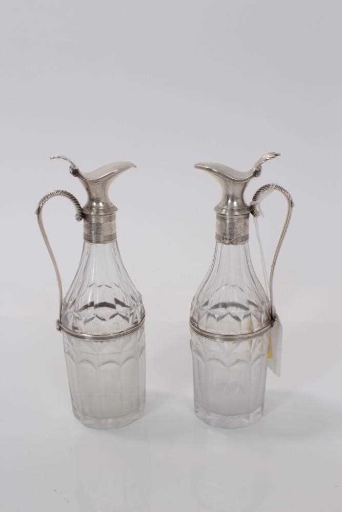 Pair of George III silver mounted cut glass cruet bottles (London 1792), maker Peter and Ann Bateman - Image 2 of 2