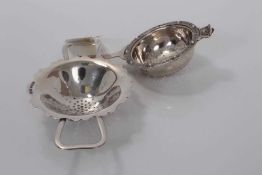 George VI silver tea strainer, (Birmingham 1943), together with another silver tea strainer (Birming