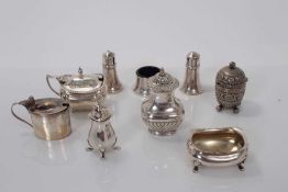 Elizabeth II silver three piece cruet set comprising salt, salt cellar and pepperette, (Birmingham 1