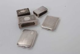 George V silver matchbook holder with engine turned decoration (Chester 1926) together with another