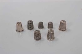 Group of six Victorian and later silver thimbles (various dates and makers).
