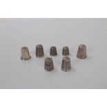 Group of six Victorian and later silver thimbles (various dates and makers).