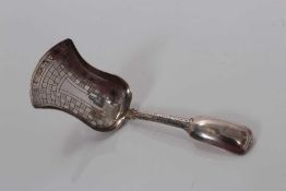George III silver shovel form caddy spoon with chequered decoration, Birmingham 1810, Cocks & Bettri
