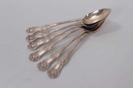 Set of six Victorian Scottish silver Queen's Pattern teaspoons, (Glasgow 1864), maker D B, all at 2.