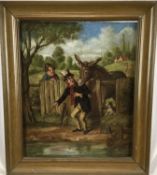 Irish School late 19th Century, oil on board, A poacher being caught fishing by a gamekeeper, h