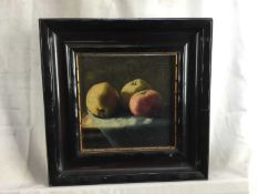 Germa School, early 20th century, oil on board - still life apples, indistinctly signed, dated 1912,
