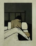 Lewis Bassingthwaighte (1928-1983) print - woman in bed, signed and dated '66, 35cm x 50cm in glazed