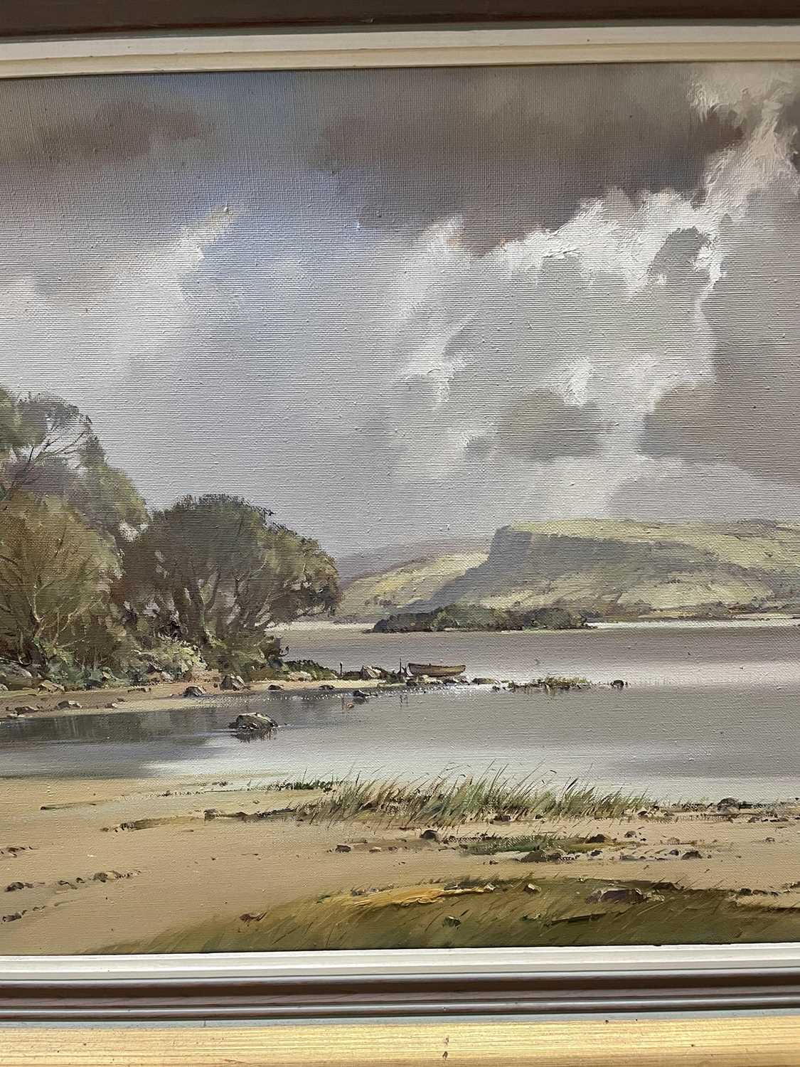 Arthur Wells, 20th century, oil on canvas - Irish Loch, signed framed - Image 7 of 7