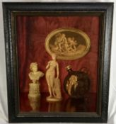 English School, early 20th century oil on canvas - Still life with classical statues, signed MAW,