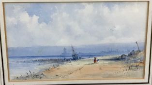 George James Knox (1810-1897) watercolour - On the Beach, South Shields, initialled, in glazed gil
