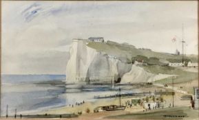 John James Joass (1868-1952), watercolour, scene near Dover, signed 14 x 22cm, glazed frame