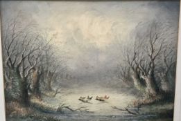 Sam Perry (19th century) watercolour - Mallards, 37cm x 27cm in glazed frame