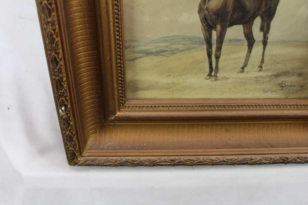 C. T. Bruen, early 20th century, watercolour, horse in a landscape, signed and dated '09, 26cm x 24c - Image 7 of 9