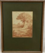 Selwyn Image Red chalk study of figures and landscape, signed SI, image 20cm x 25cm